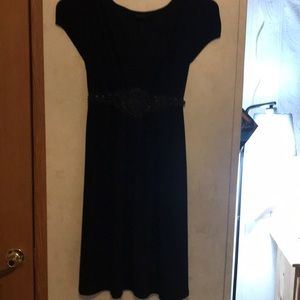 Black emblem dress with tie back